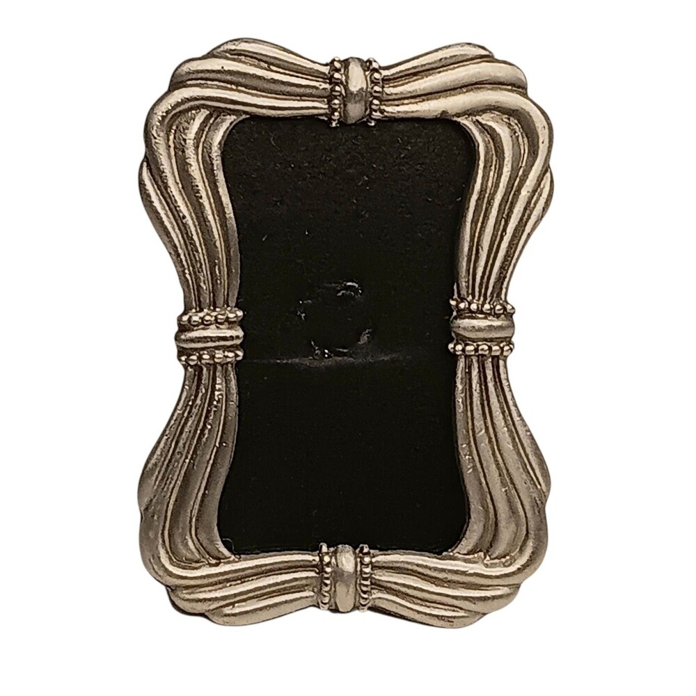 Vintage Miniature Pewter Picture Frame Bow And Ribbon Design 2 x 3 Photo 1 x 2